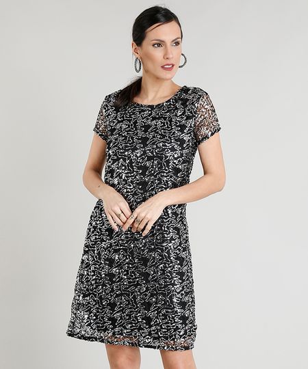 Vestido-Feminino-Bordado-de-Paetes-Manga-Curta-Preto-9367587-Preto_1