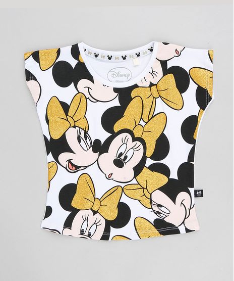 Blusa-Infantil-Minnie-Lacos-com-Glitter-Manga-Curta-Decote-Redondo-Branca-9348620-Branco_1