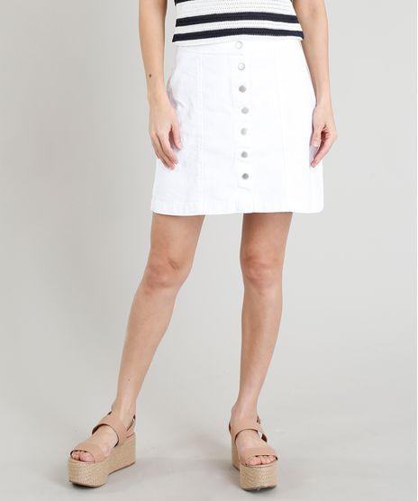 Saia-de-Sarja-Feminina-Curta-com-Botoes-Branca-9372308-Branco_1