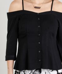 Blusa-Feminina-Open-Shoulder-com-Botoes-Manga-3-4-Preta-9273433-Preto_4 Blusa-Feminina-Open-Shoulder-com-Botoes-Manga-3-4-Preta-9273433-Preto_4