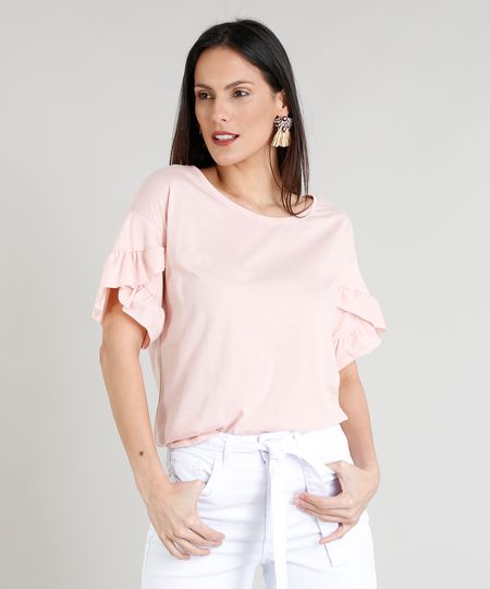 Blusa-Feminina-com-Babado-na-Manga-curta-Rose-9341904-Rose_1