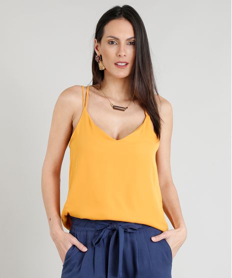 Regata-Feminina-com-Alcas-Cruzadas-Decote-V-Mostarda-9299683-Mostarda_1