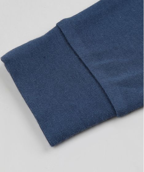 calça de malha azul marinho