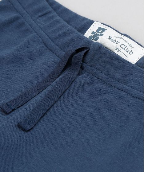 calça de malha azul marinho