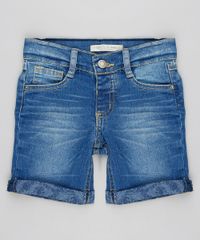 Bermuda-Jeans-Infantil-Reta-com-Barra-Estampada-de-Folhagem-Azul-Medio-9308628-Azul_Medio_1