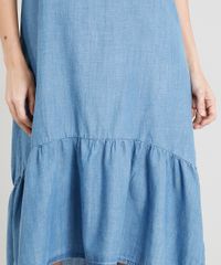 Vestido-Jeans-Feminino-Midi-com-Babado-Alcas-Finas-Decote-Redondo-Azul-Claro-9365640-Azul_Claro_4