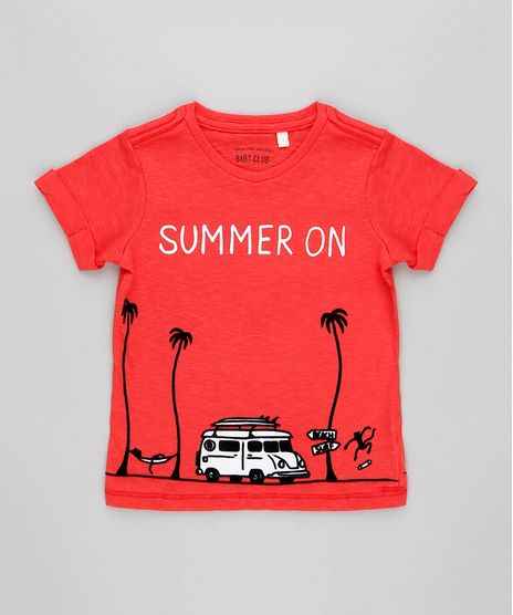 Camiseta-Infantil-Botone--Summer-on--Manga-Curta-Gola-Careca-Vermelha-9302645-Vermelho_1