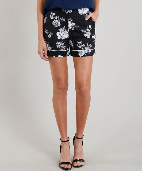 Short-Feminino-Estampado-Floral-com-Vivo-Contrastante-Preto-9378719-Preto_1