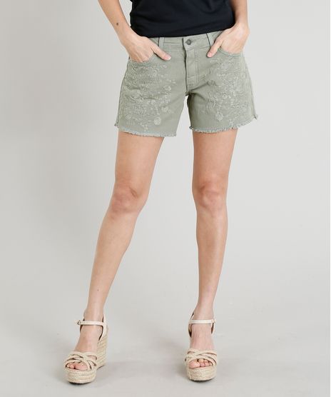 Short-Feminino-Midi-Bordado-com-Barra-Desfiada-Verde-Militar-9365651-Verde_Militar_1