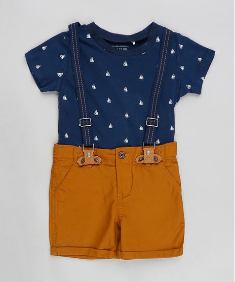 Conjunto-Infantil-de-Camiseta-Manga-Curta-Estampada-Azul-Marinho---Bermuda-com-Suspensorio-Caramelo-9186098-Caramelo_1