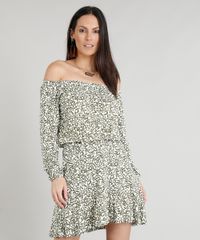 Vestido-Feminino-Curto-Ombro-a-Ombro-Estampado-de-Folhagem-Branco-9375870-Branco_1