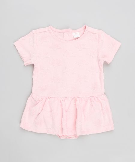 Body Saia Infantil Texturizado Estrelas Manga Curta Decote Redondo Rosa Menor preço em Body Saia Infantil Texturizado Estrelas Manga Curta Decote Redondo Rosa
