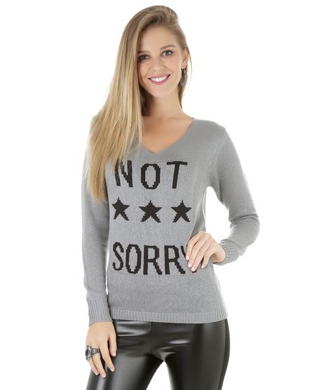 Sueter-em-Trico--Not-Sorry--Cinza-Mescla-8208529-Cinza_Mescla_1