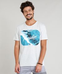 Camiseta-Masculina--Paradise--Manga-Curta-Gola-Careca-Cinza-Mescla-Claro-9275867-Cinza_Mescla_Claro_1