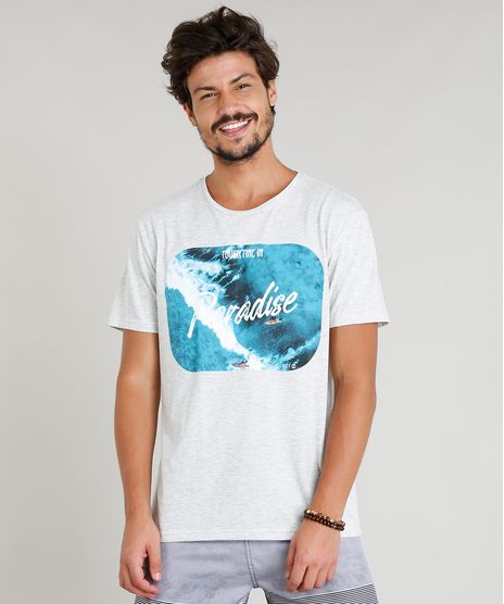 Camiseta-Masculina--Paradise--Manga-Curta-Gola-Careca-Cinza-Mescla-Claro-9275867-Cinza_Mescla_Claro_1