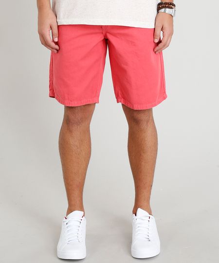 Bermuda-de-Sarja-Masculina-Reta-com-Bolsos-Coral-9414273-Coral_1