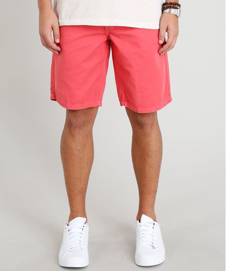 Bermuda-de-Sarja-Masculina-Reta-com-Bolsos-Coral-9414273-Coral_1