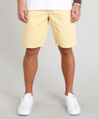Bermuda-de-Sarja-Masculina-Reta-com-Bolsos-Amarela-9414274-Amarelo_1