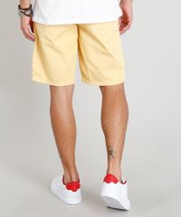 Bermuda-de-Sarja-Masculina-Reta-com-Bolsos-Amarela-9414274-Amarelo_2