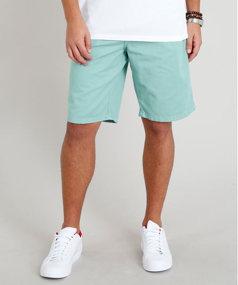 Bermuda-de-Sarja-Masculina-Reta-com-Bolsos-Verde-Claro-9414275-Verde_Claro_1