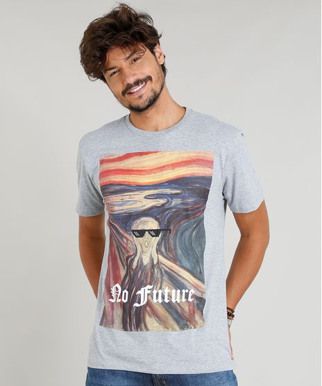 Camiseta-Masculina--No-Future--Manga-Curta-Gola-Careca-Cinza-Mescla-9380319-Cinza_Mescla_1