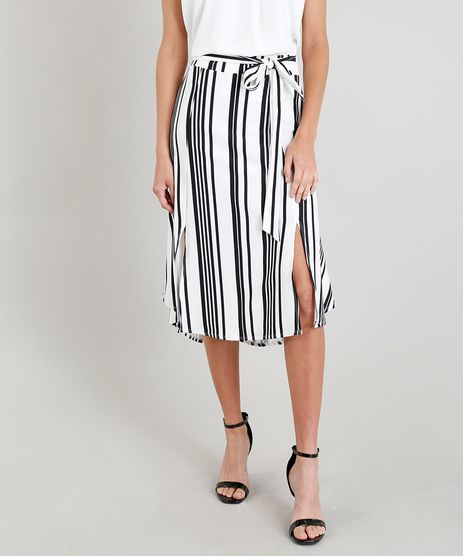 Saia-Midi-Feminina-com-Fenda-e-Faixa-para-Amarrar-Listrada-Branca-9402344-Branco_1