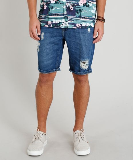 Bermuda-Jeans-Masculina-Reta-Destroyed-Azul-Escuro-9335140-Azul_Escuro_1