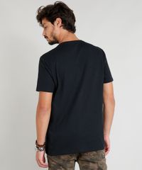 Camiseta-Masculina-com-Bolso-em-Suede-Manga-Curta-Gola-Careca-Preta-9295130-Preto_2