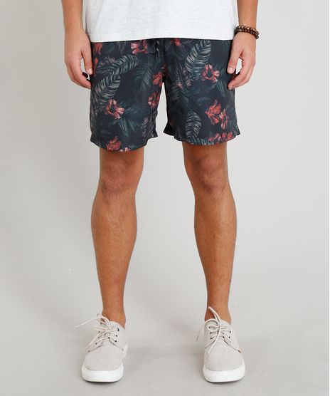 Short-Masculino-Estampado-Floral-com-Bolsos-Preto-9321611-Preto_1