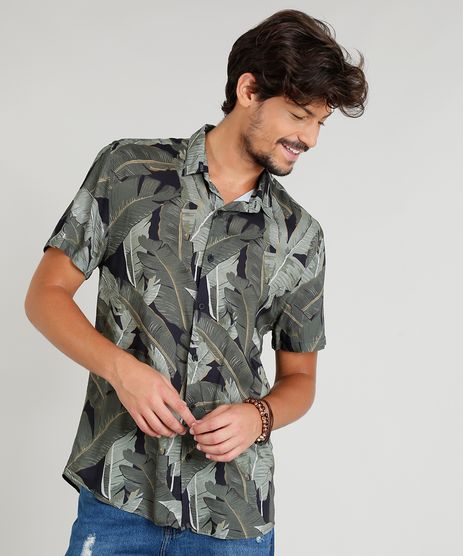 Camisa-Masculina-Estampada-Tropical-Manga-Curta-Gola-Esporte-Preta-9348255-Preto_1