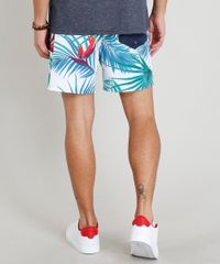 Short-Masculino-Estampado-de-Folhagem-com-Bolsos-Branco-9308702-Branco_2