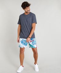 Short-Masculino-Estampado-de-Folhagem-com-Bolsos-Branco-9308702-Branco_3