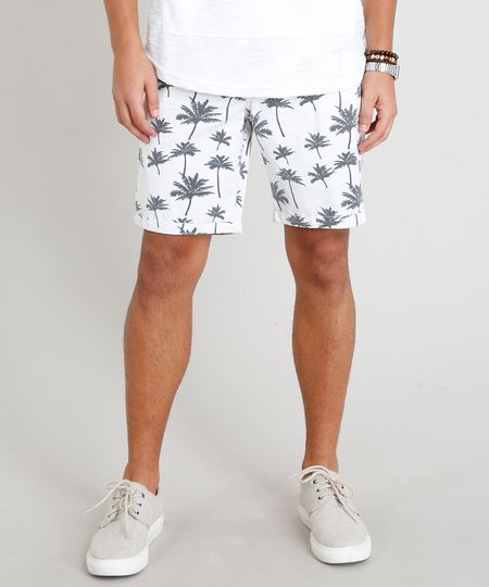 Bermuda-de-Sarja-Masculina-Estampada-de-Coqueiros-com-Cordao-Off-White-9284618-Off_White_1