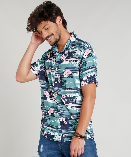 Camisa-Masculina-Estampada-Tropical-Manga-Curta-Gola-Esporte-Azul-Escuro-9349996-Azul_Escuro_1