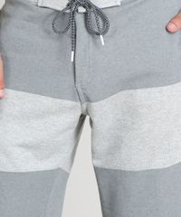 Bermuda-Masculina-Listrada-em-Moletom-Cinza-Mescla-Claro-9304145-Cinza_Mescla_Claro_4