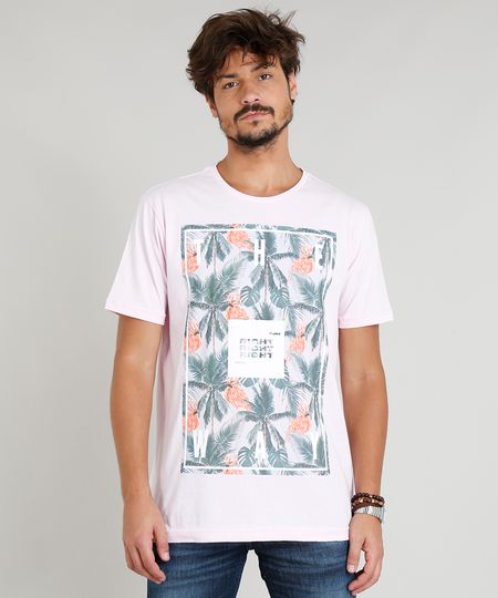 Camiseta-Masculina-com-Estampa-de-Flamingo-Manga-Curta-Gola-Careca-Rosa-Claro-9317557-Rosa_Claro_1
