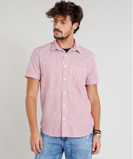 Camisa-Masculina-Estampada-Listrada-Manga-Curta-Vermelha-9349997-Vermelho_1