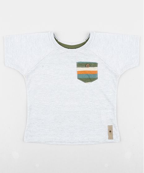 Camiseta-Infantil-Agua-de-Coco-Tal-Pai-Tal-Filho-com-Bolso-Listrado-Manga-Curta-Gola-Careca-Cinza-Mescla-9343833-Cinza_Mescla_1