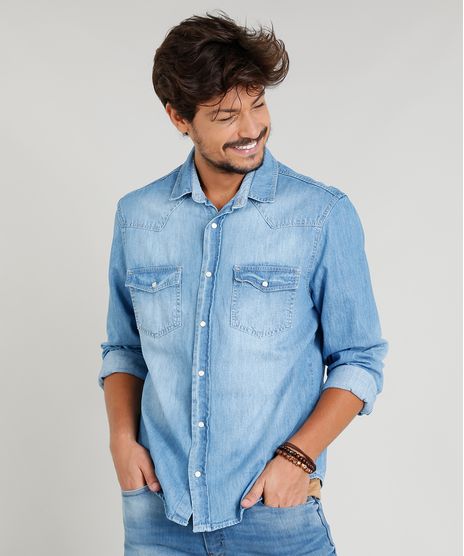 Camisa-Jeans-Masculina-com-Recortes-Manga-Longa-Gola-Esporte-Azul-Claro-9308413-Azul_Claro_1