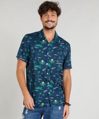 Camisa-Masculina-Estampada-Tropical-Manga-Curta-Gola-Esporte-Azul-Marinho-9348256-Azul_Marinho_1