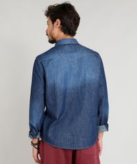 Camisa-Jeans-Masculina-com-Recortes-Manga-Longa-Gola-Esporte-Azul-Escuro-9308414-Azul_Escuro_2