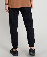 Calca-Masculina-em-Moletom-Jogger-com-Ziper-no-Bolso-Preta-9370641-Preto_2