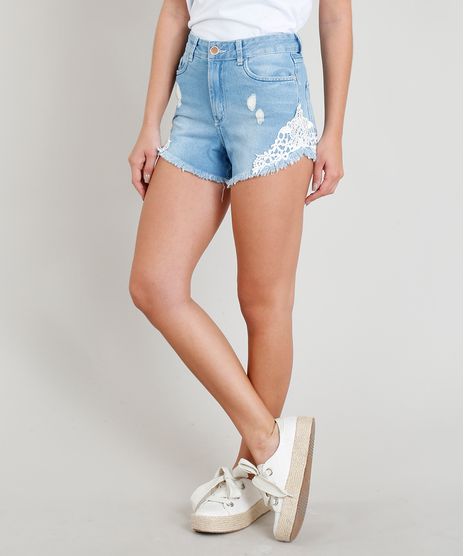 Short-Jeans-Feminino-Hot-Pant-Destroyed-com-Guipir-Azul-Claro-9352636-Azul_Claro_1