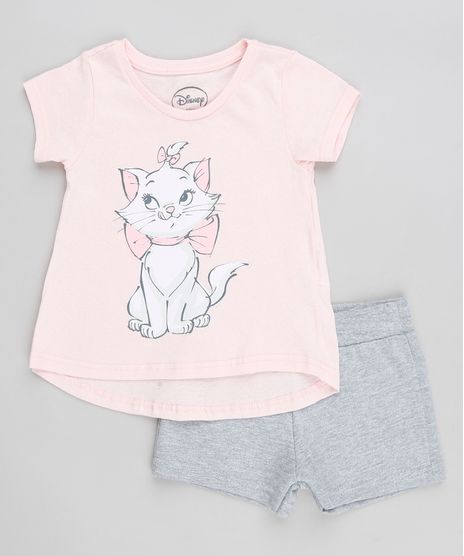 Conjunto-Infantil-Marie-de-Blusa-Manga-Curta-Rose---Short-em-Moletom-Cinza-Mescla-9370445-Cinza_Mescla_1
