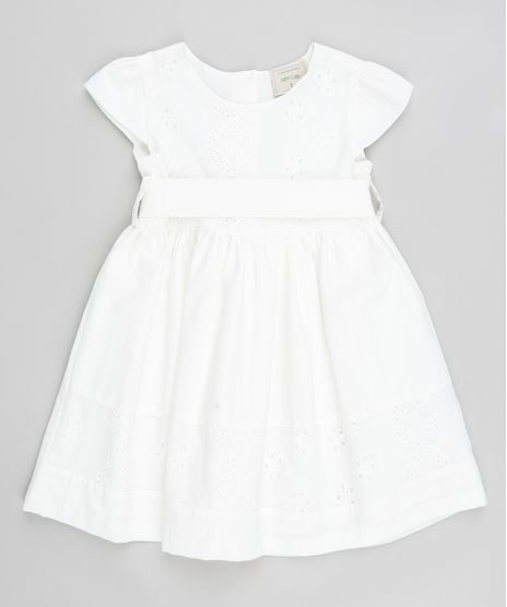 Vestido-Infantil-com-Laise-e-Faixa-para-Amarracao-Manga-Curta-Branco-9378647-Branco_1