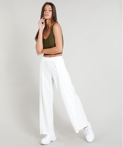 calça pantalona envelope branca