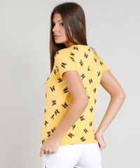 Blusa-Feminina-Estampada-Cachorros-Manga-Curta-Decote-Redondo-Mostarda-9236433-Mostarda_2