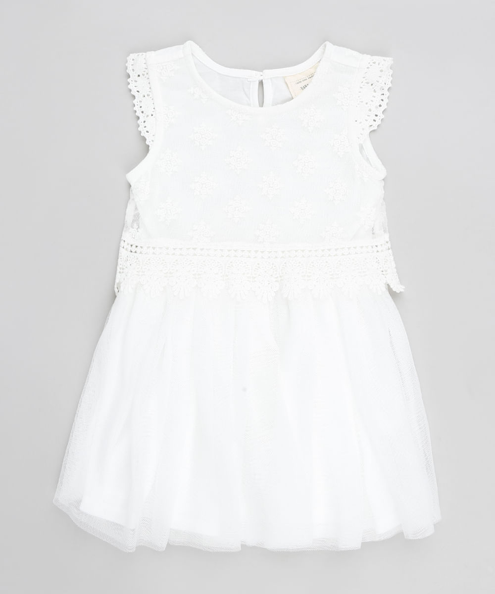 vestido renda branco infantil