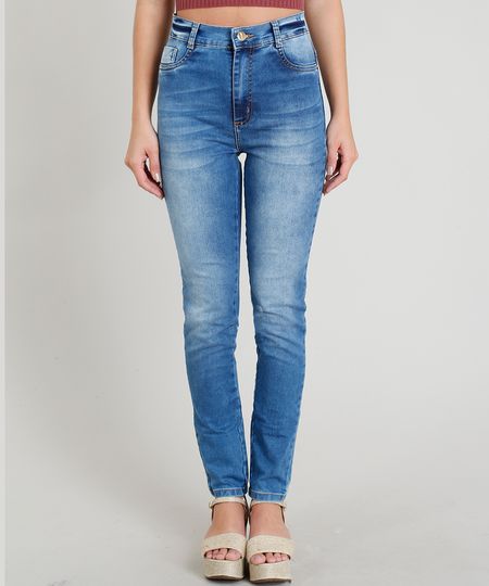 calça jeans cintura alta sawary