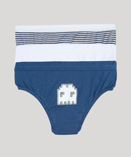 Kit de 3 Cuecas Infantis Multicor Menor preço em Kit de 3 Cuecas Infantis Multicor